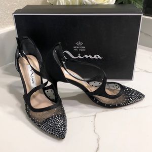 NINA satin  jewel Heels